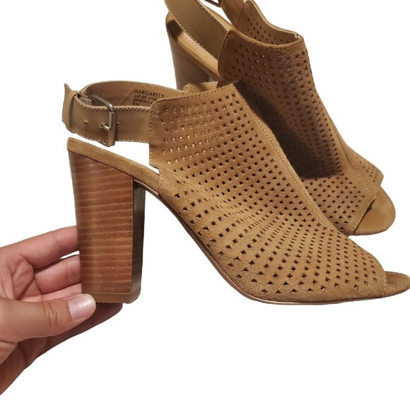 Tahari Margaret 2 Women's Open Toe Booties Heels Leather Tan Nude Size 9 - Picture 1 of 6